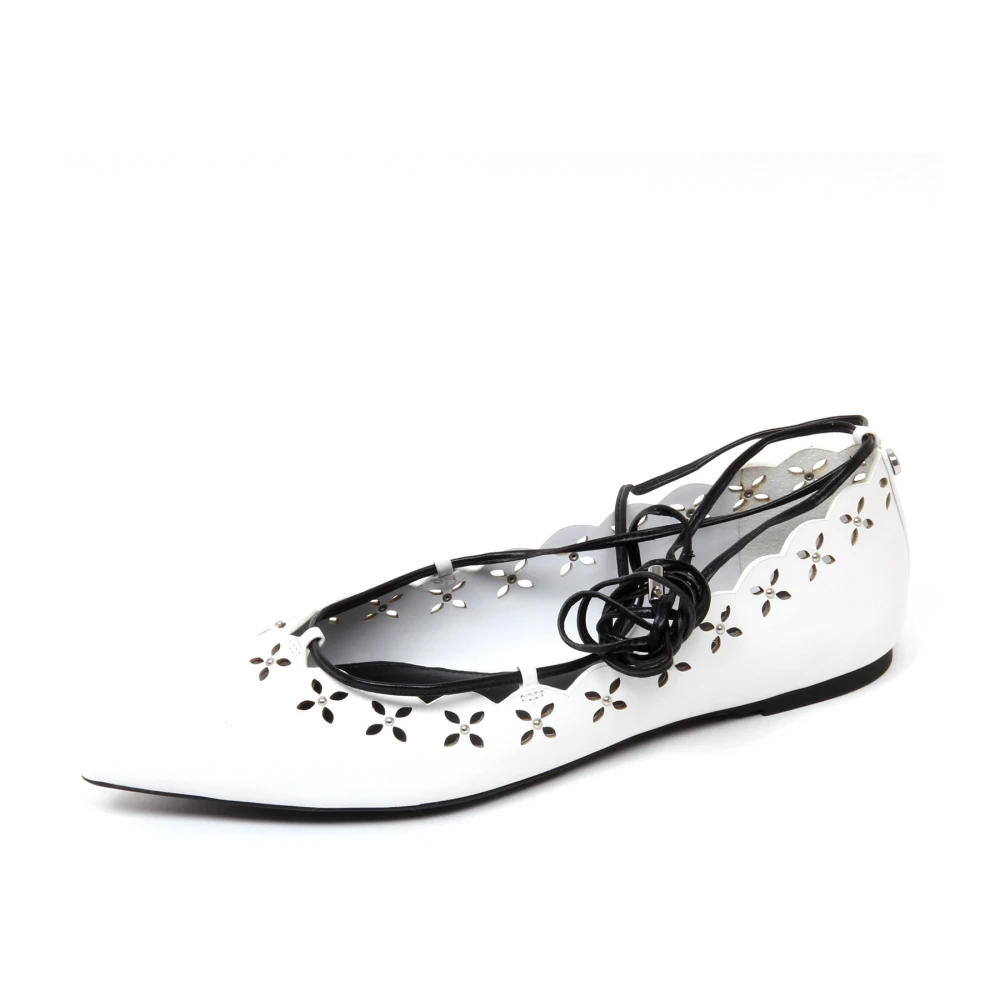 Michael Kors Women's White Flat Leather Ballerina Shoe