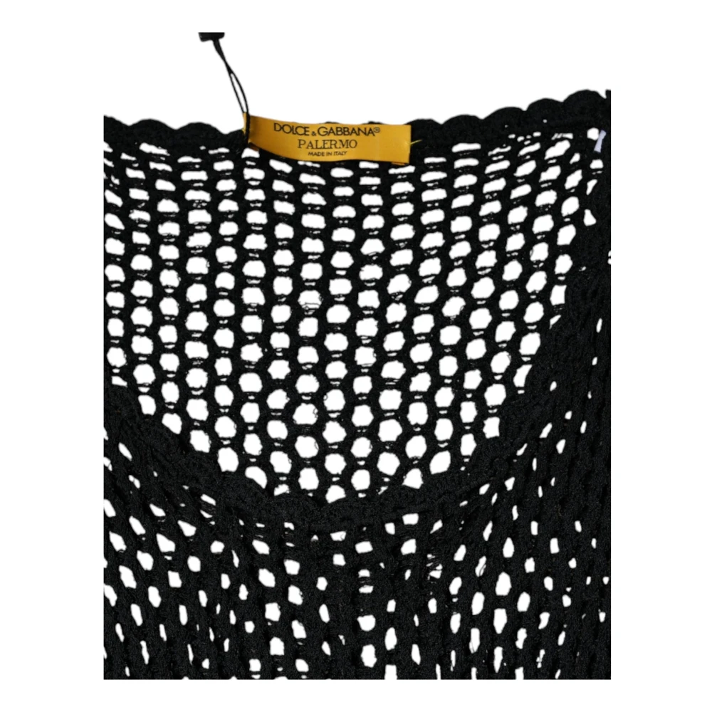 Dolce & Gabbana Zwarte Mesh Mouwloze Tanktop Black Dames