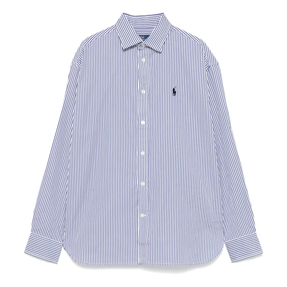 Polo Ralph Lauren Blauw Gestreept Poplin Overhemd Blue Dames