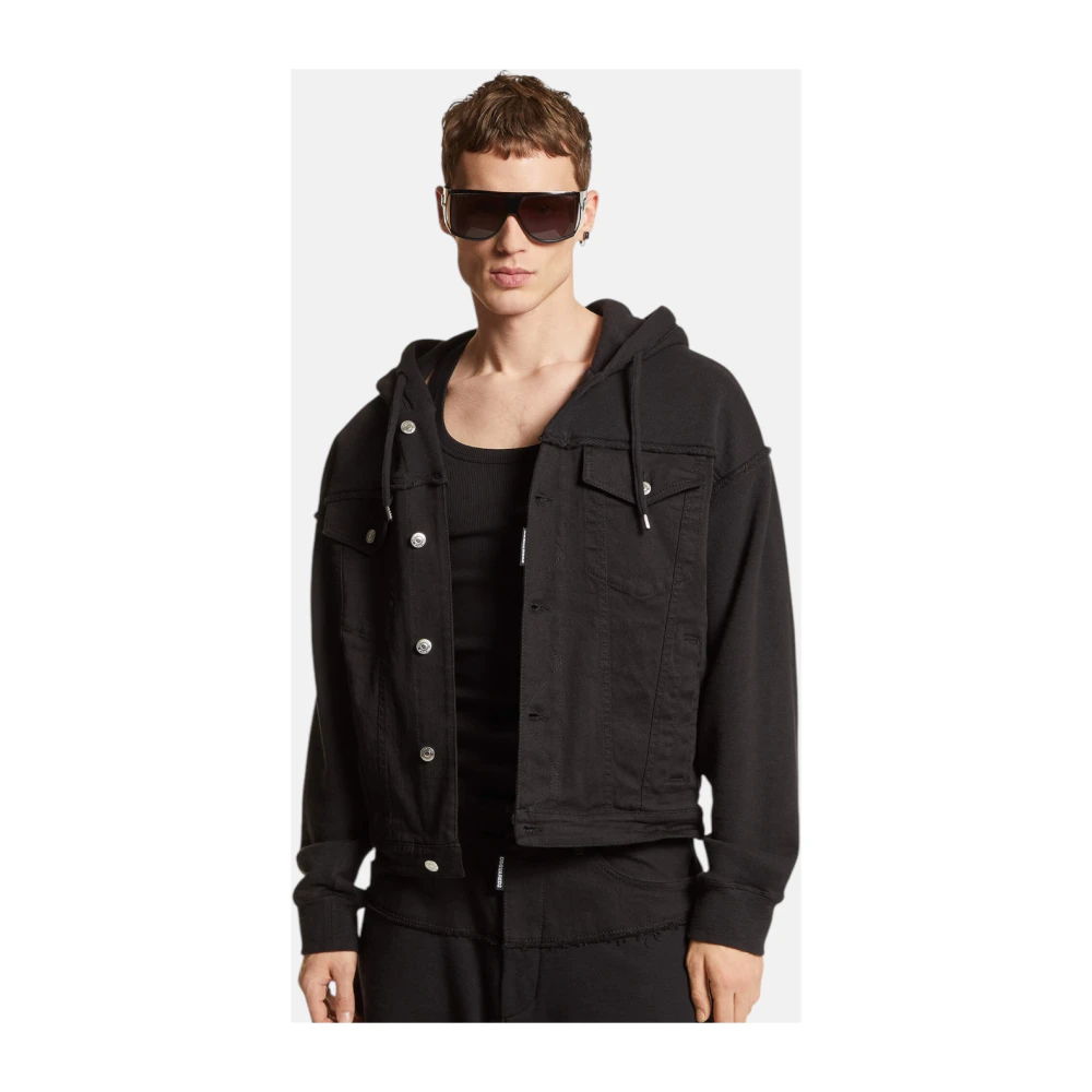 Dsquared2 Zwarte Katoenen Twill Werkjas Black Heren