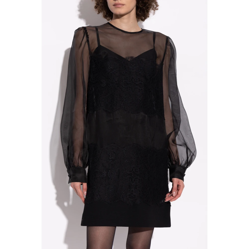 Dolce & Gabbana Jurk met kanten afwerking Black Dames