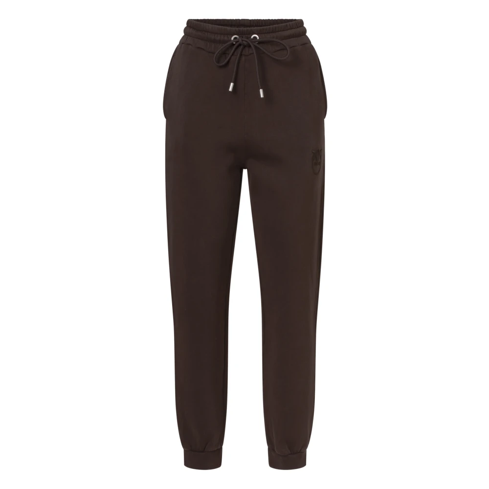 Pinko Love Birds Geborduurde Joggers Brown Dames