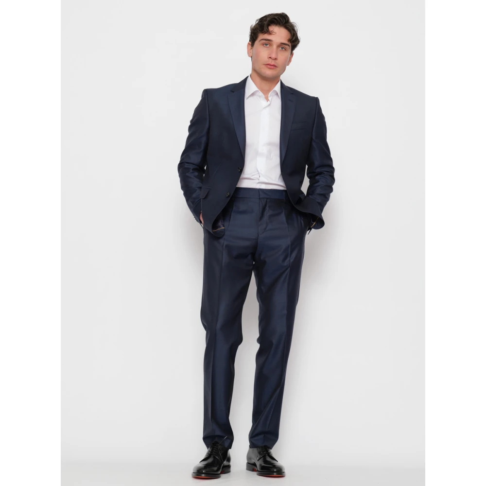 Hugo Boss Blauwe Wollen Jurk Blue Heren