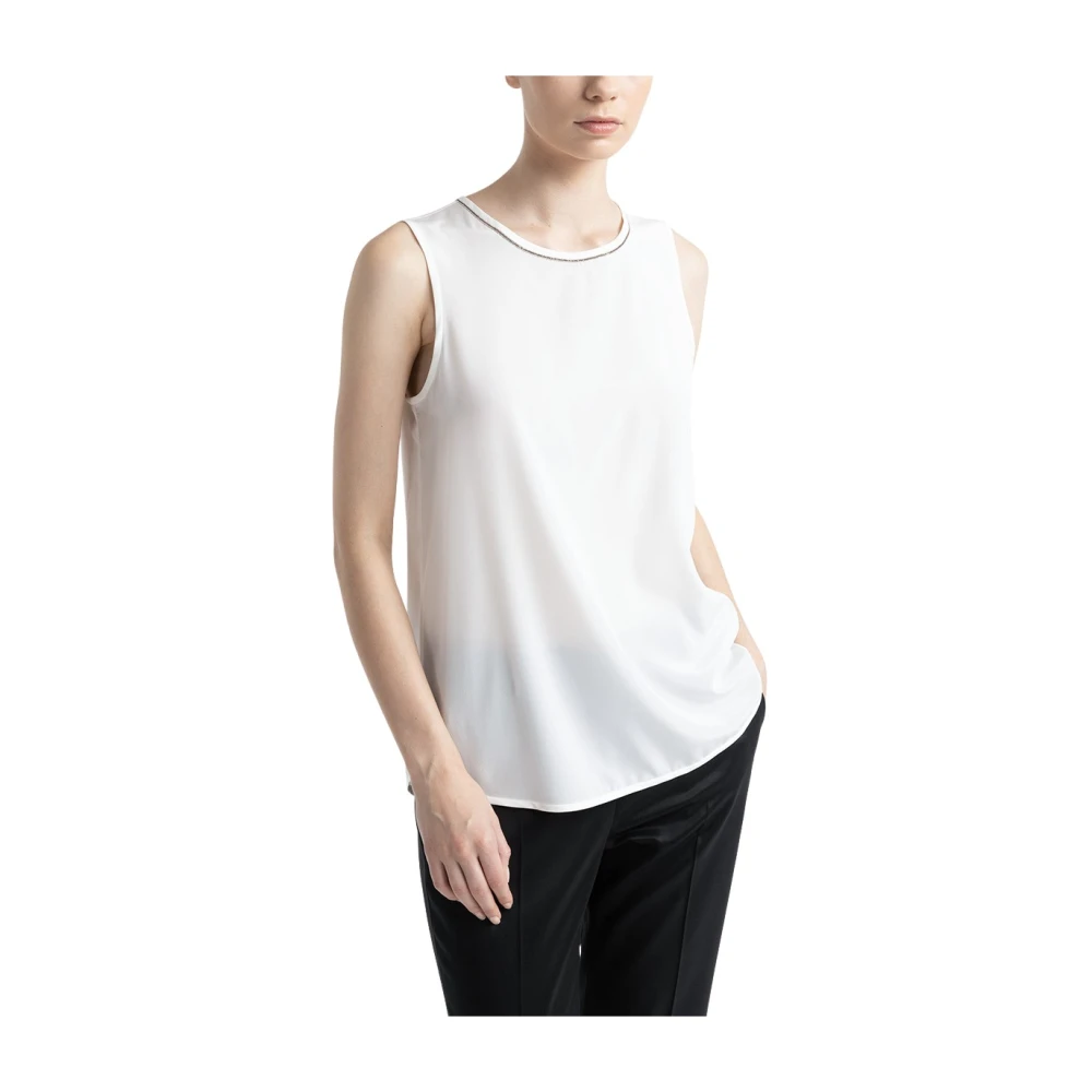 PESERICO Stretch zijden crepe de chine top White Dames