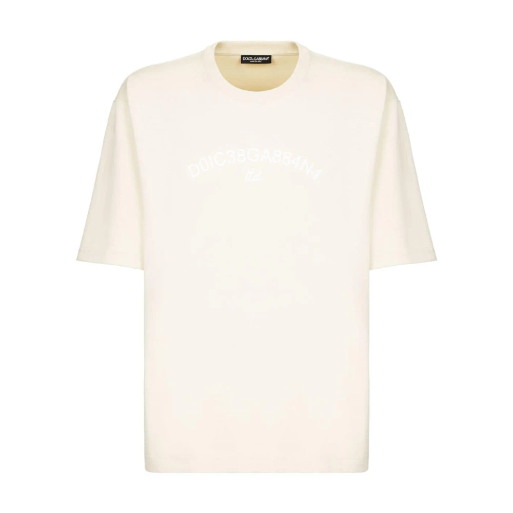 Dolce & Gabbana Logo Print Crew Neck T-shirt Beige Heren