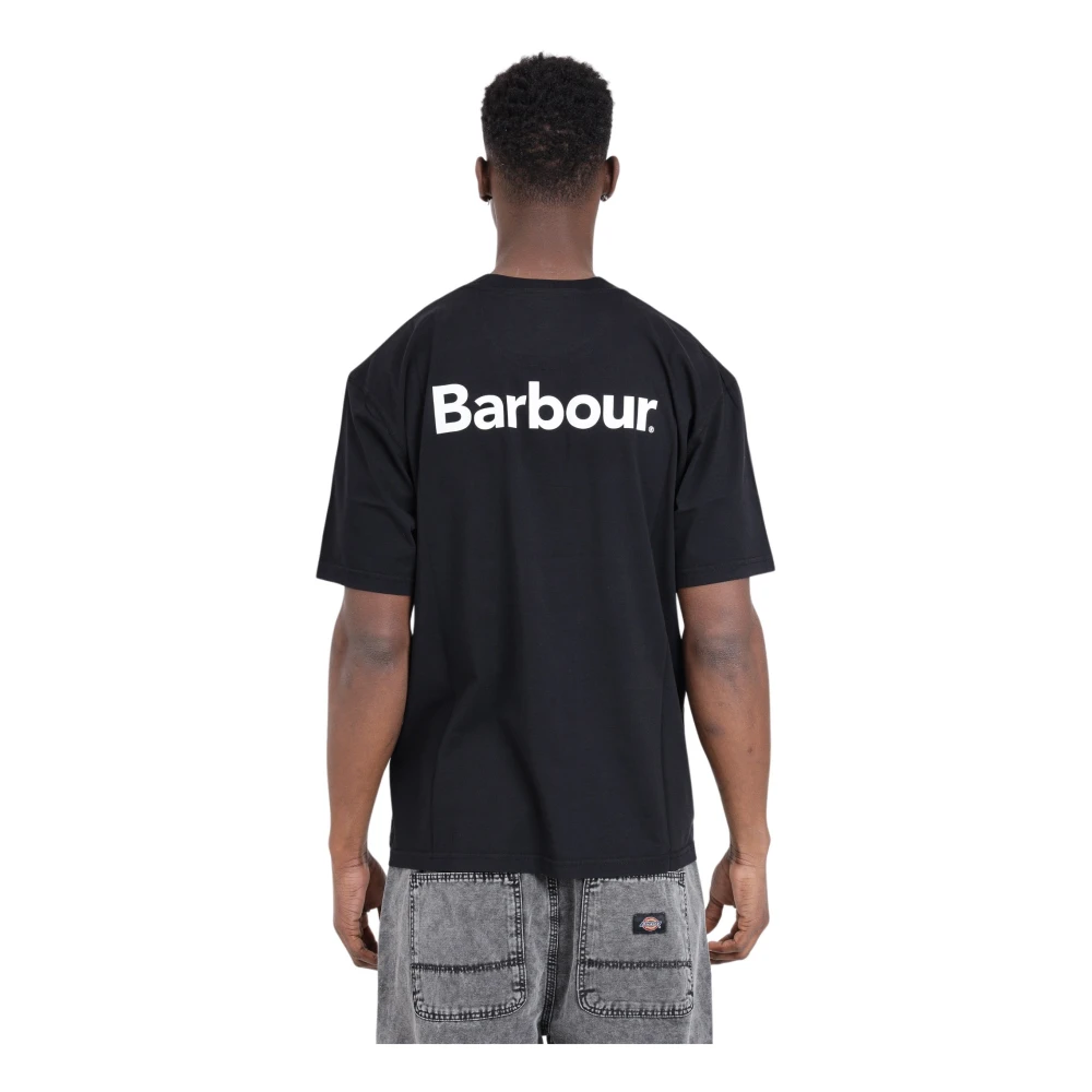 Barbour Zwarte Logo Print T-shirt Black Heren