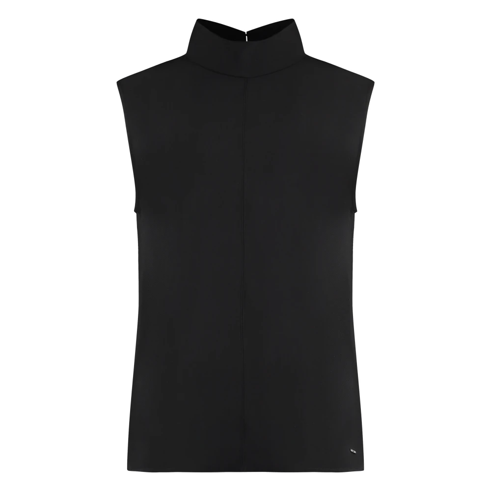 Calvin Klein Crepe Blouse met Zijsplitten Black Dames