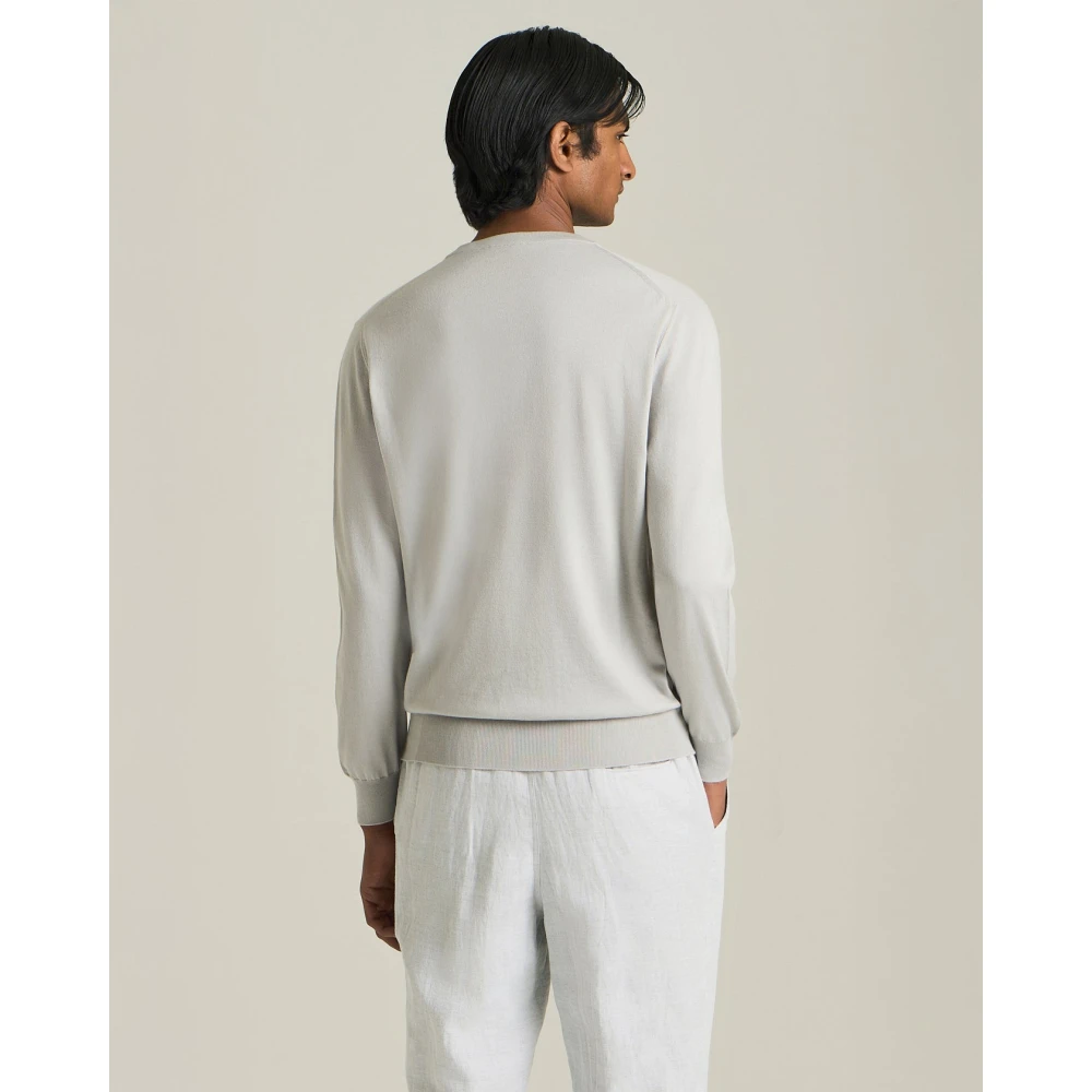 Kiton Puur katoenen ronde hals trui Gray Heren