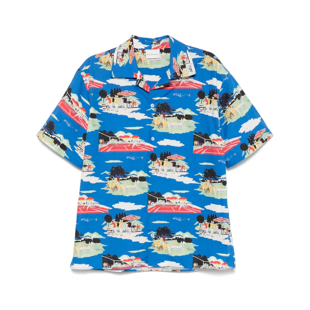 Drole de Monsieur Saffierblauwe Campkraag Overhemd Blue Heren