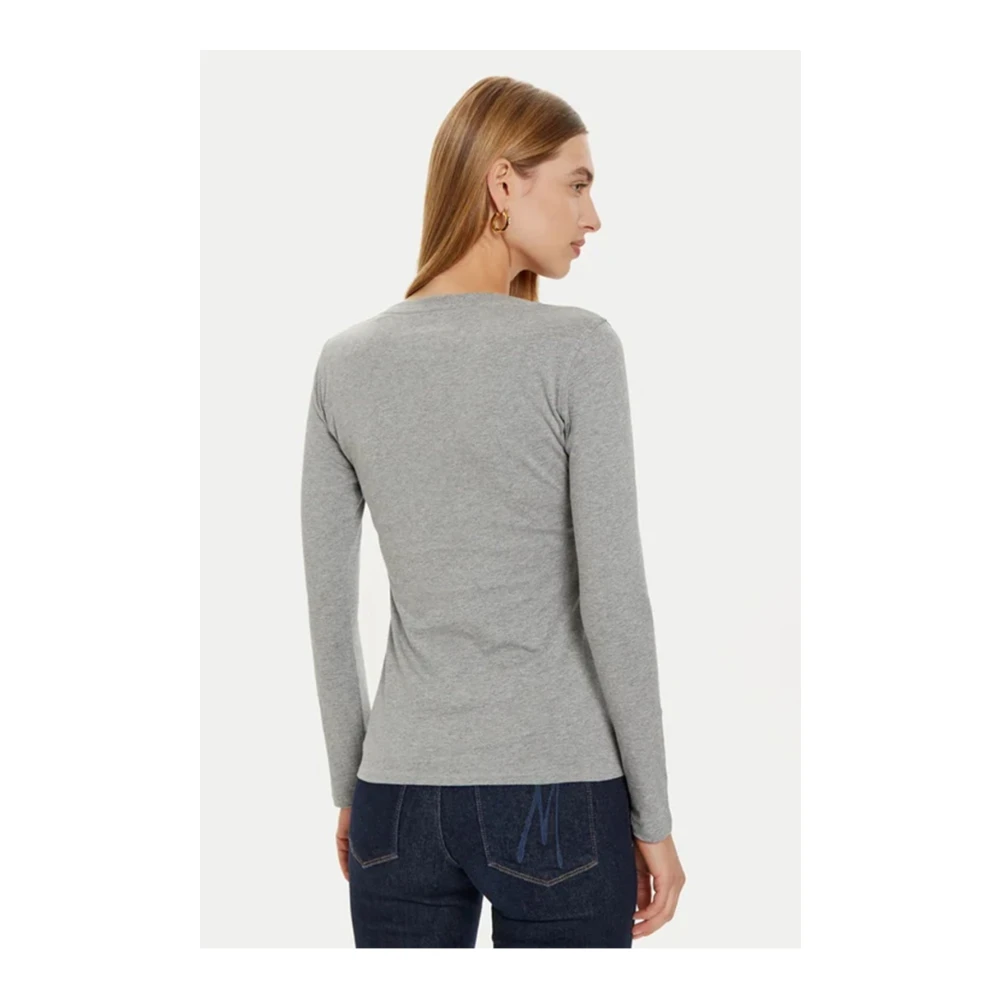 Guess Katoenen T-shirt Regular Fit Lange Mouw Gray Dames
