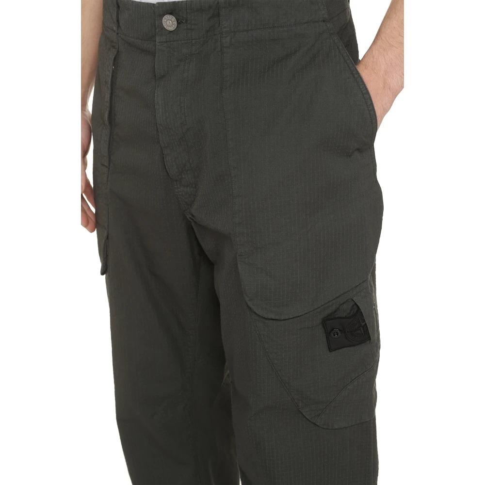 Stone Island Katoenen broek met meerdere zakken Green Heren