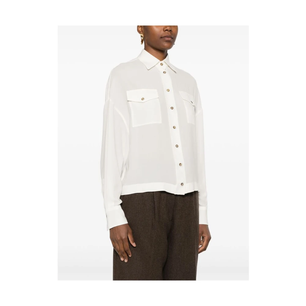 BRUNELLO CUCINELLI Zijden Wit Overhemd Klassieke Stijl White Dames