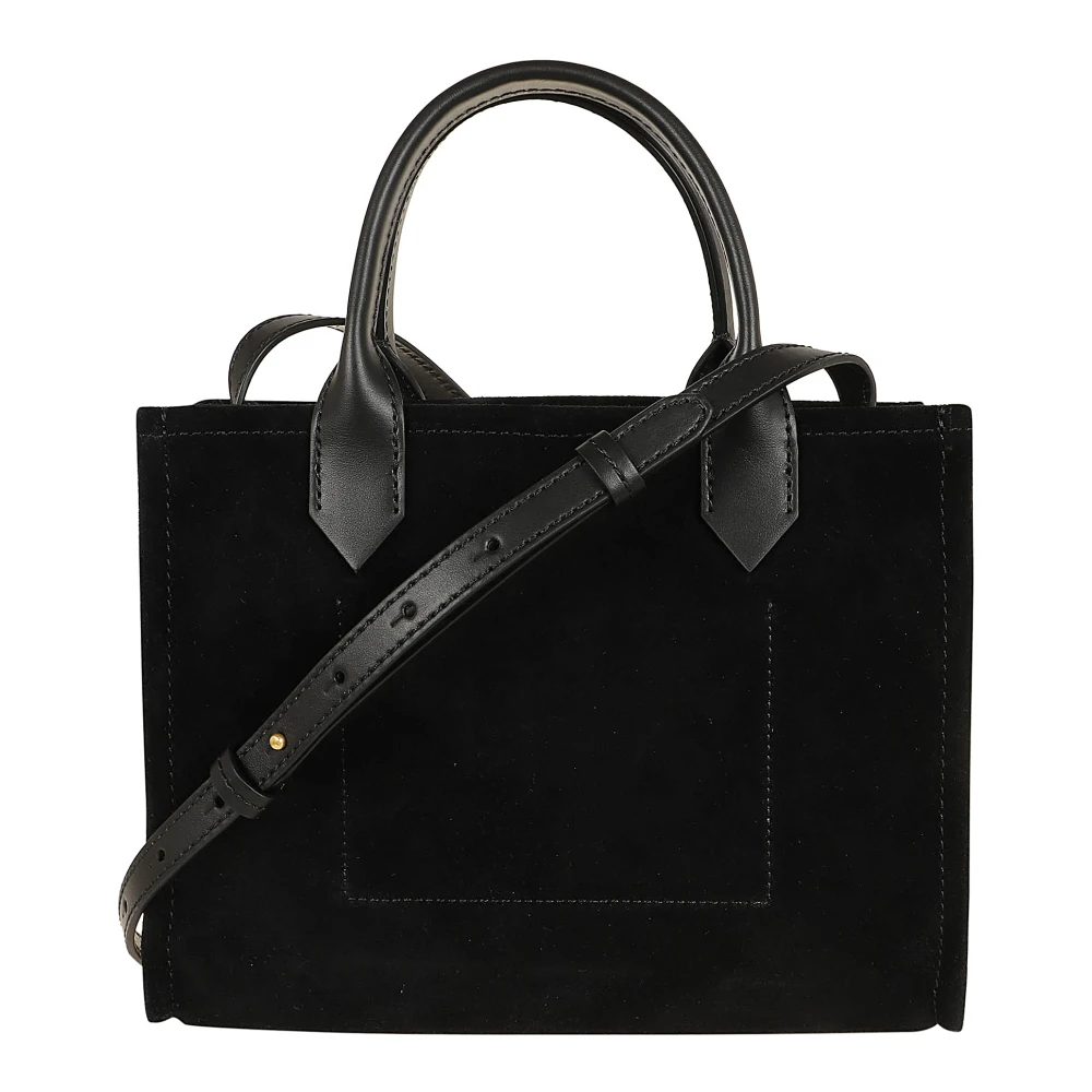 Balmain Suède Leren Shopper met Logo Black Dames