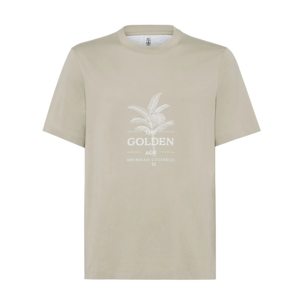BRUNELLO CUCINELLI Grafische Print Groene T-shirts en Polo's Green Heren