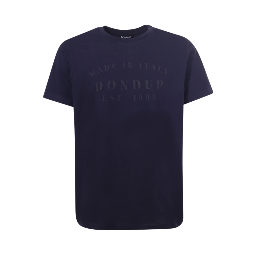Dondup Blauw Crew-neck T-shirt met Logo Blue Heren