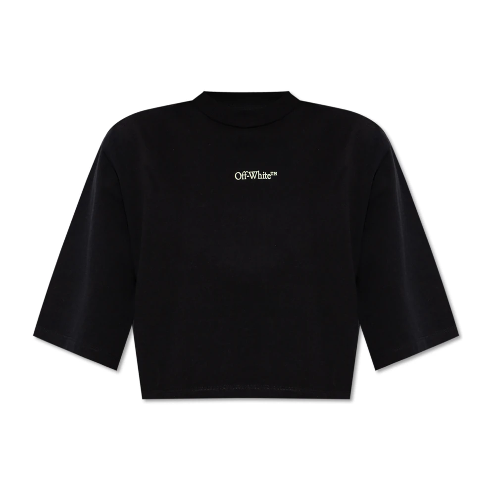 Off White Kort T-shirt med tryckt logotyp Black, Dam