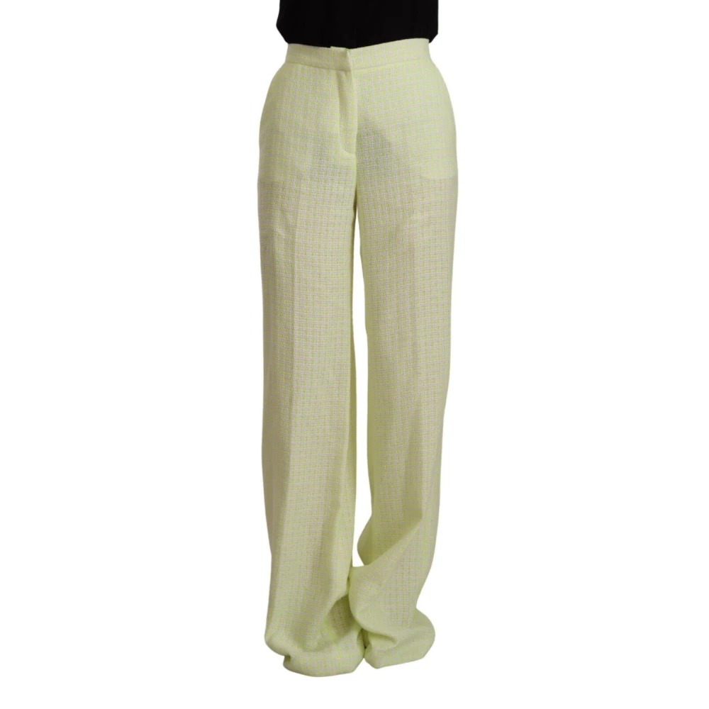 Msgm Yellow High-Waist Straight-Leg Chic Trousers - Female - Wide Trousers - M - Trousers