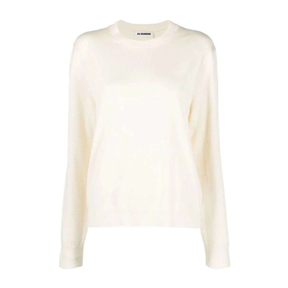 Jil Sander Women's Beige Round-Neck Knitwear, Xs, Elegant Wool Jumper