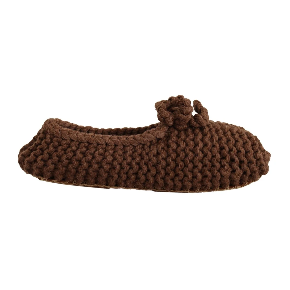 Dolce & Gabbana Elegant Wool Knit Ballerina Flats - Female - Slippers - Brown - 7 Uk - Shoes