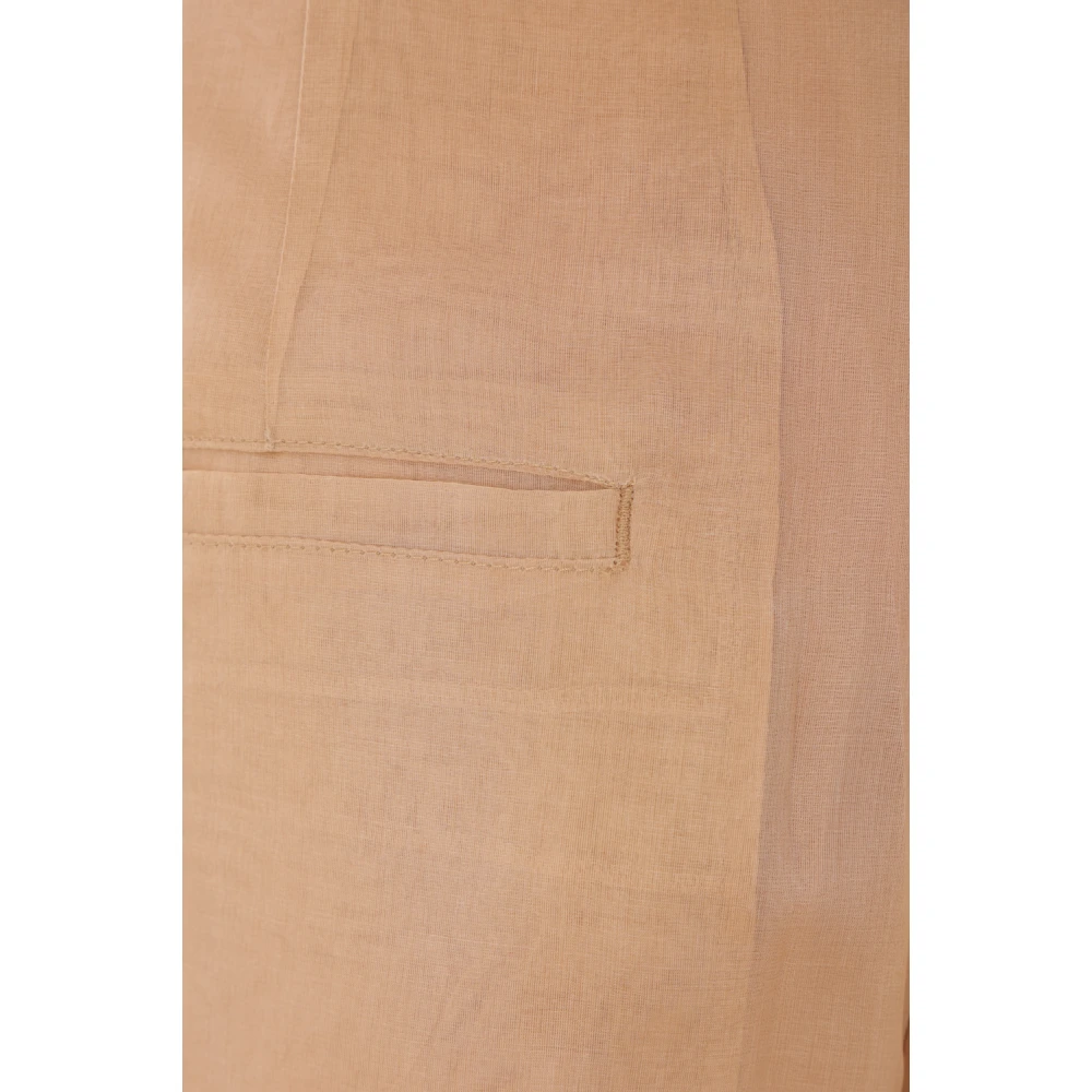 Max Mara Bruine Organza Broek Wijde Pijpen Brown Dames