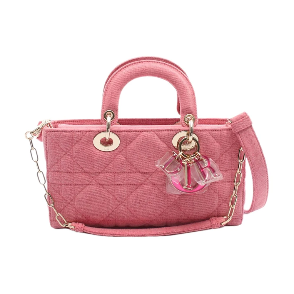 Dior Vintage Women's Pink Pre-Owned Vintage Quilted Denim Satchel Bag