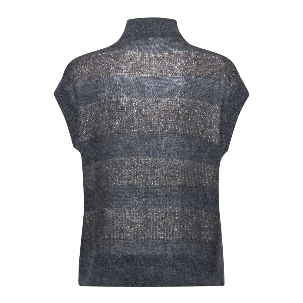 BRUNELLO CUCINELLI Gestreepte Paillet Sweater Grijs Gray Dames