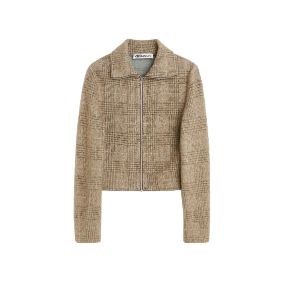 Our Legacy Beige Hound Check Zip Jumper Beige Dames