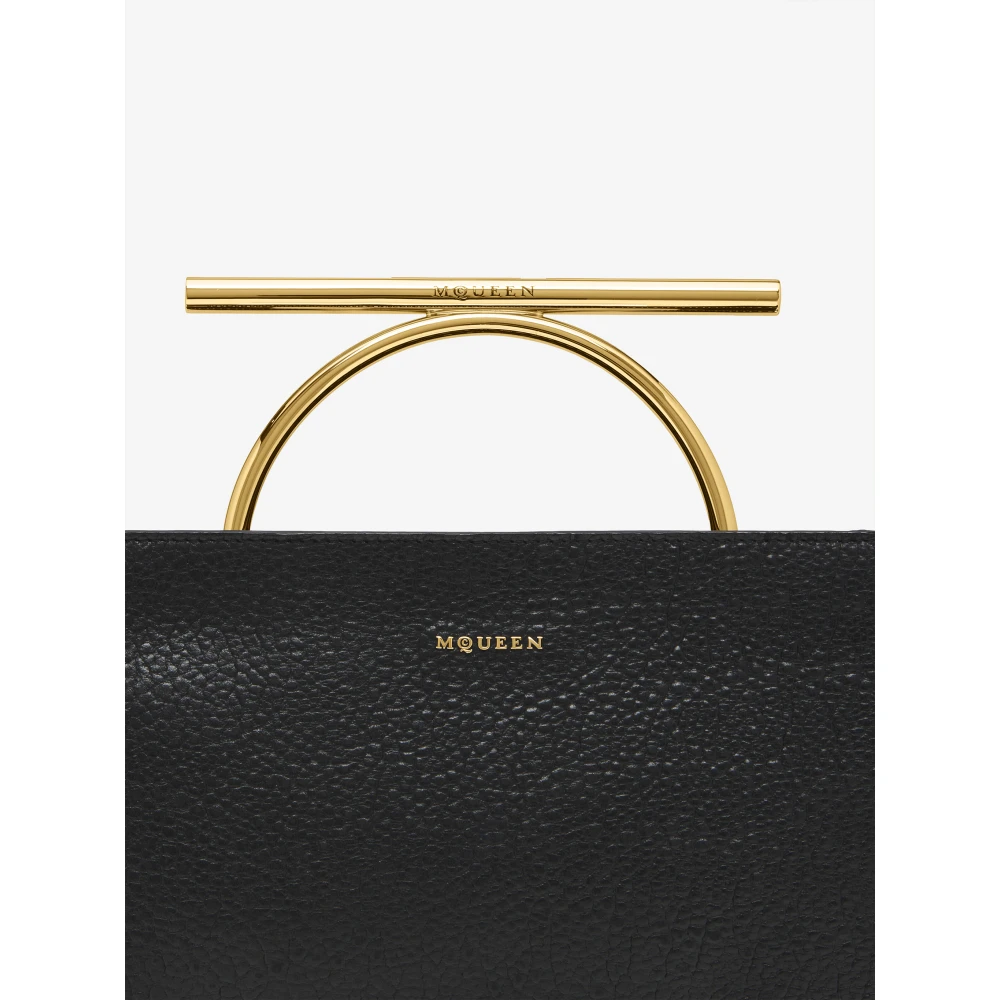 alexander mcqueen Zwarte Leren Dubbele Rits Tas Black Dames