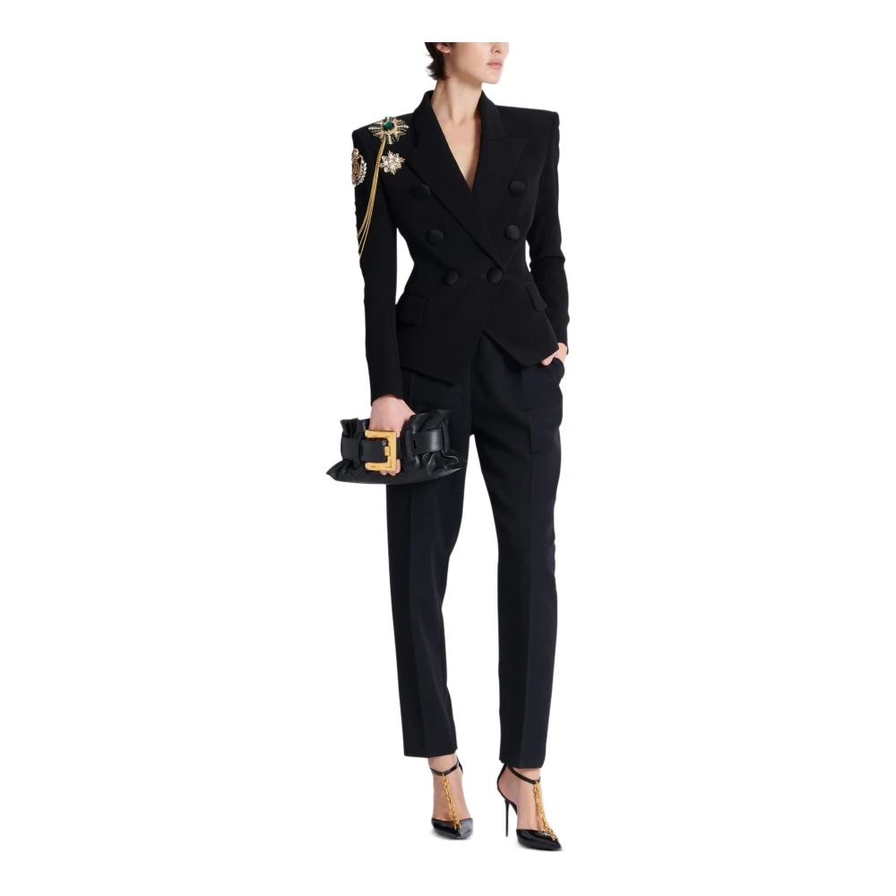 Balmain Kleine Anthem Schoudertas van kalfsleer Black Dames