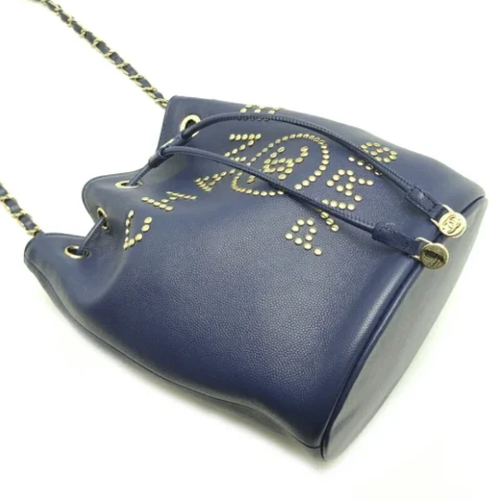 Chanel Vintage Pre-owned Leather chanel-bags Blue Dames