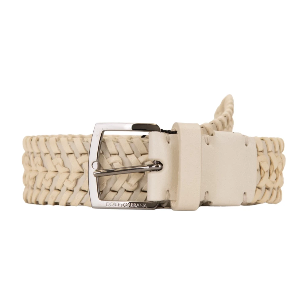 Dolce & Gabbana Women's Beige Woven Leather Belt