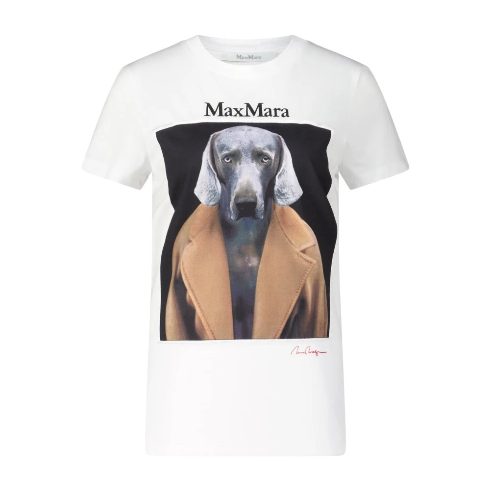 Max Mara Hondenafbeelding Katoenen T-shirt Bruin Multicolor Dames