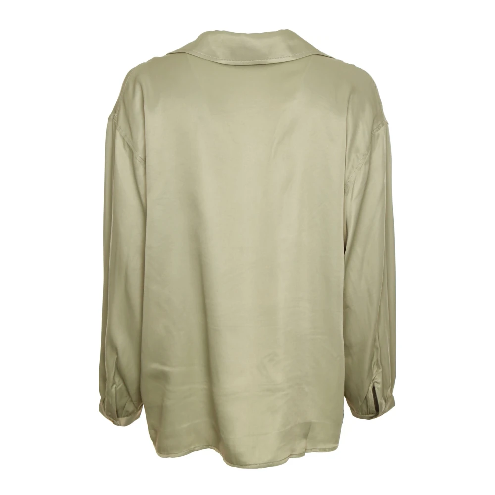American vintage V-hals Lange Mouw Blouse Green Dames