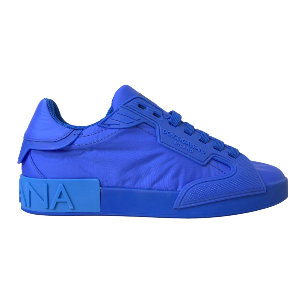 Dolce & Gabbana Blå Läder Låg Topp Sneakers Skor Blue, Dam