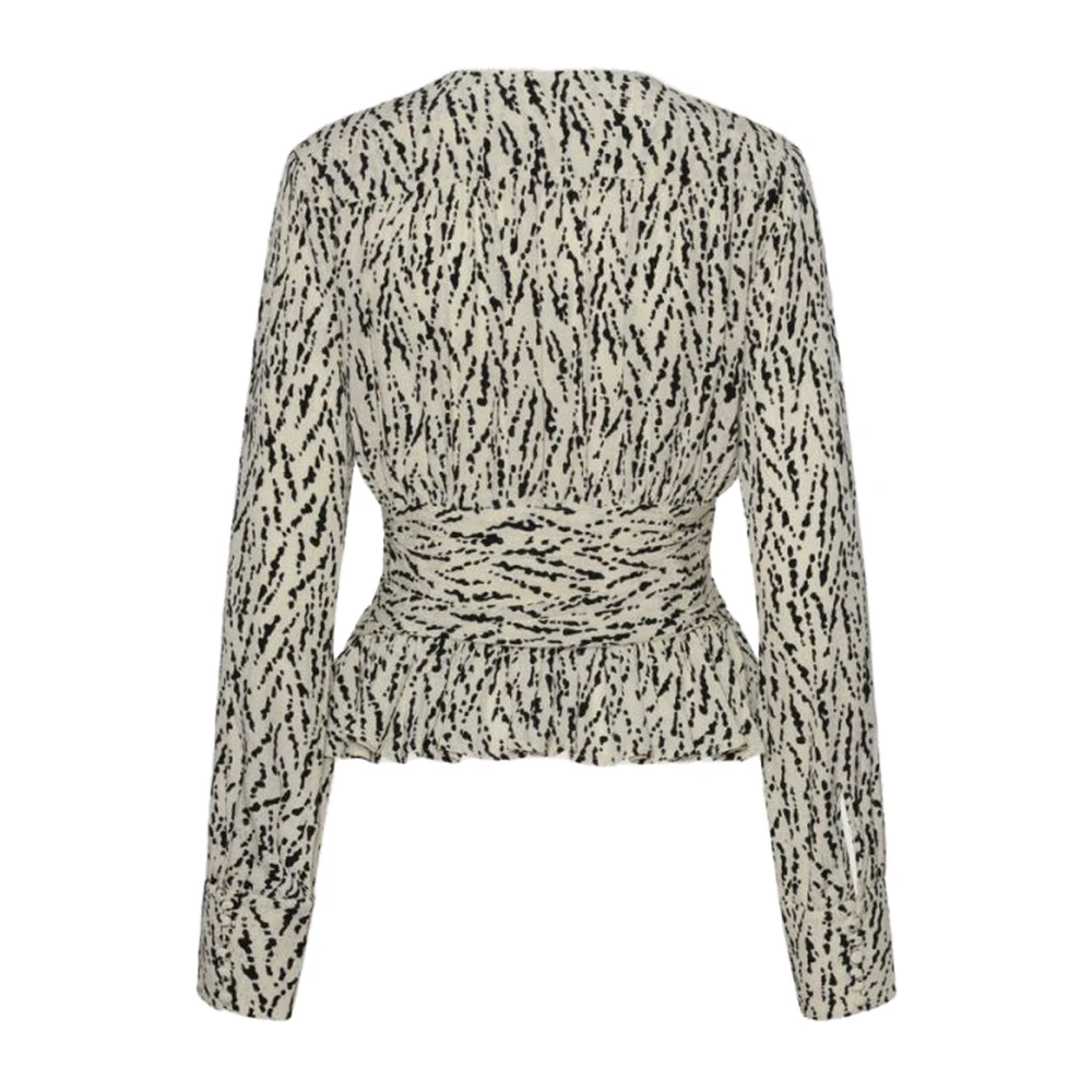 Rotate Birger Christensen Blouse met zebraprint en ruches aan de zoom Multicolor Dames