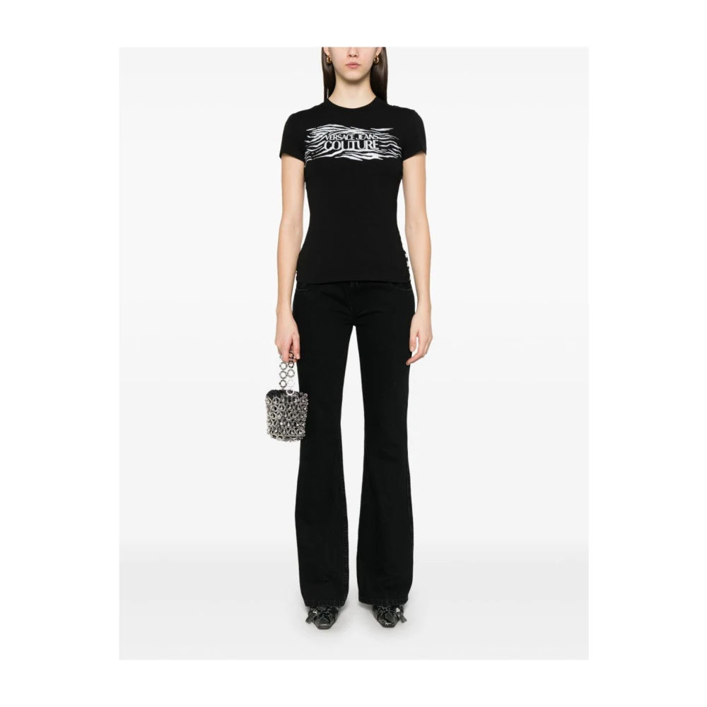 Versace Jeans Couture Zwart en Wit T-shirt Polo Black Dames