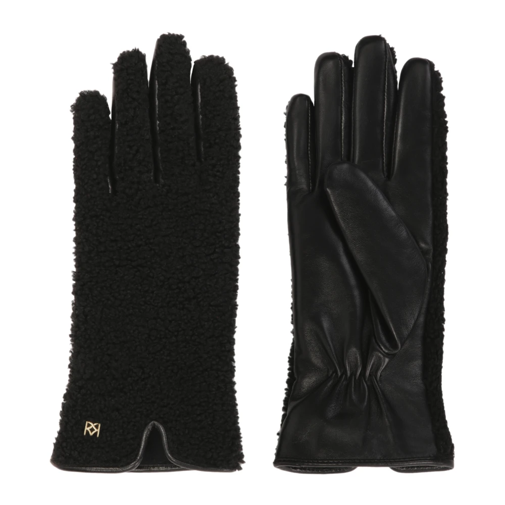 Kazar Zwarte handschoenen gemaakt van leer en imitatie lamsvacht Black Dames