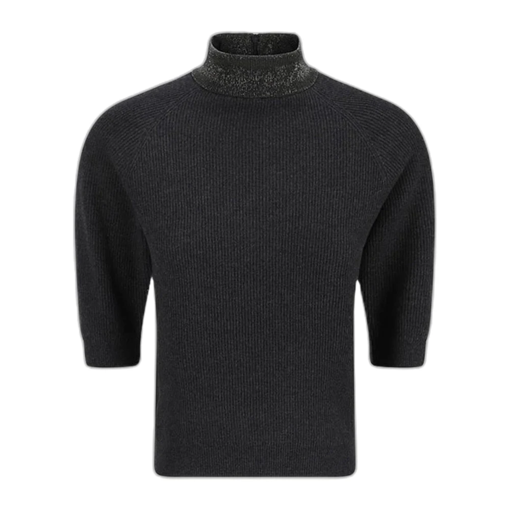 BRUNELLO CUCINELLI Antraciet Rits Achter Sweater Raglan Stijl Gray Dames