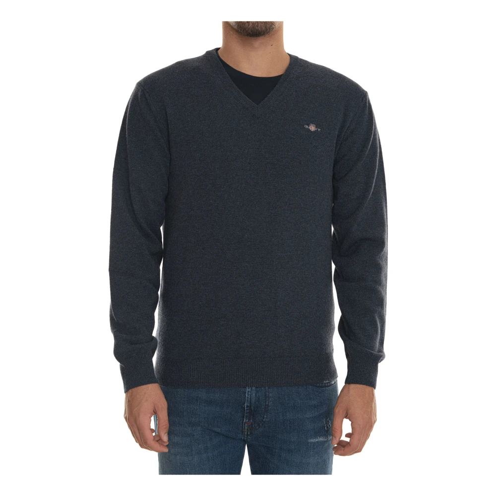 Gant V-hals trui extra fijne wol Blue Heren