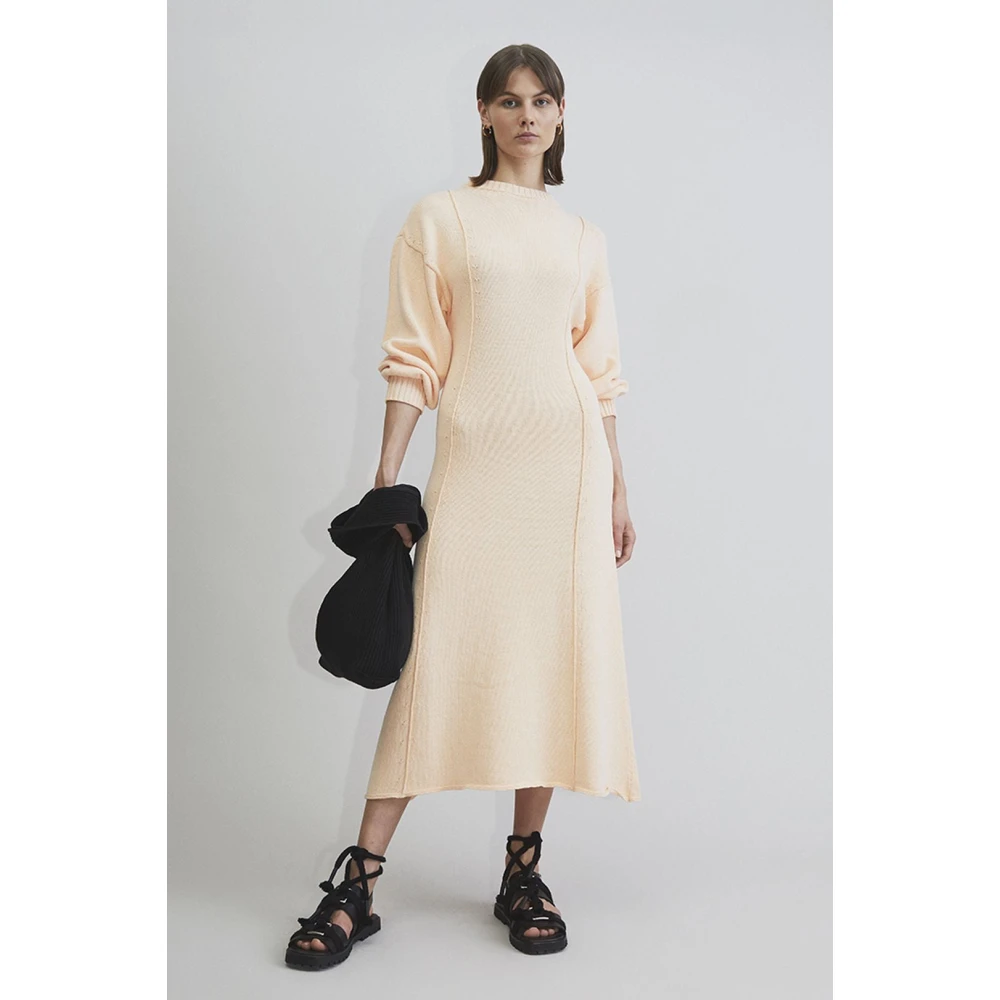 Rodebjer Mango Volumineuze Mouwen Midi Jurk Orange Dames