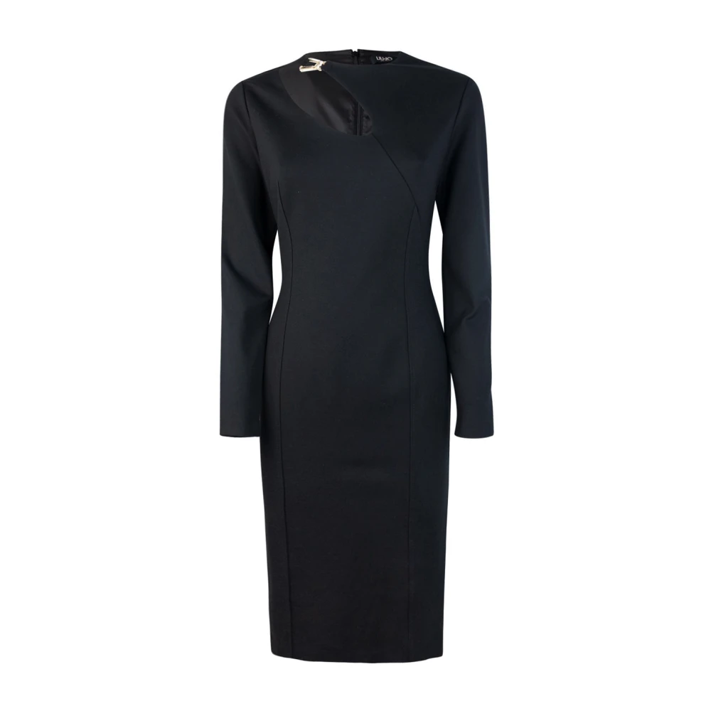 Liu Jo Zwarte Stretch Viscose Jurk Cut Out Black Dames