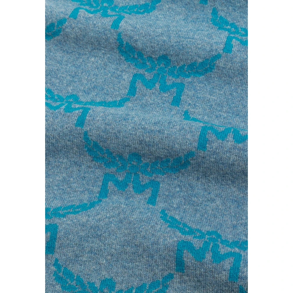 MCM Stola gemaakt van wol en gerecycled kasjmier met Lauretos-monogram en omkeerbaar ontwerp Blue Dames
