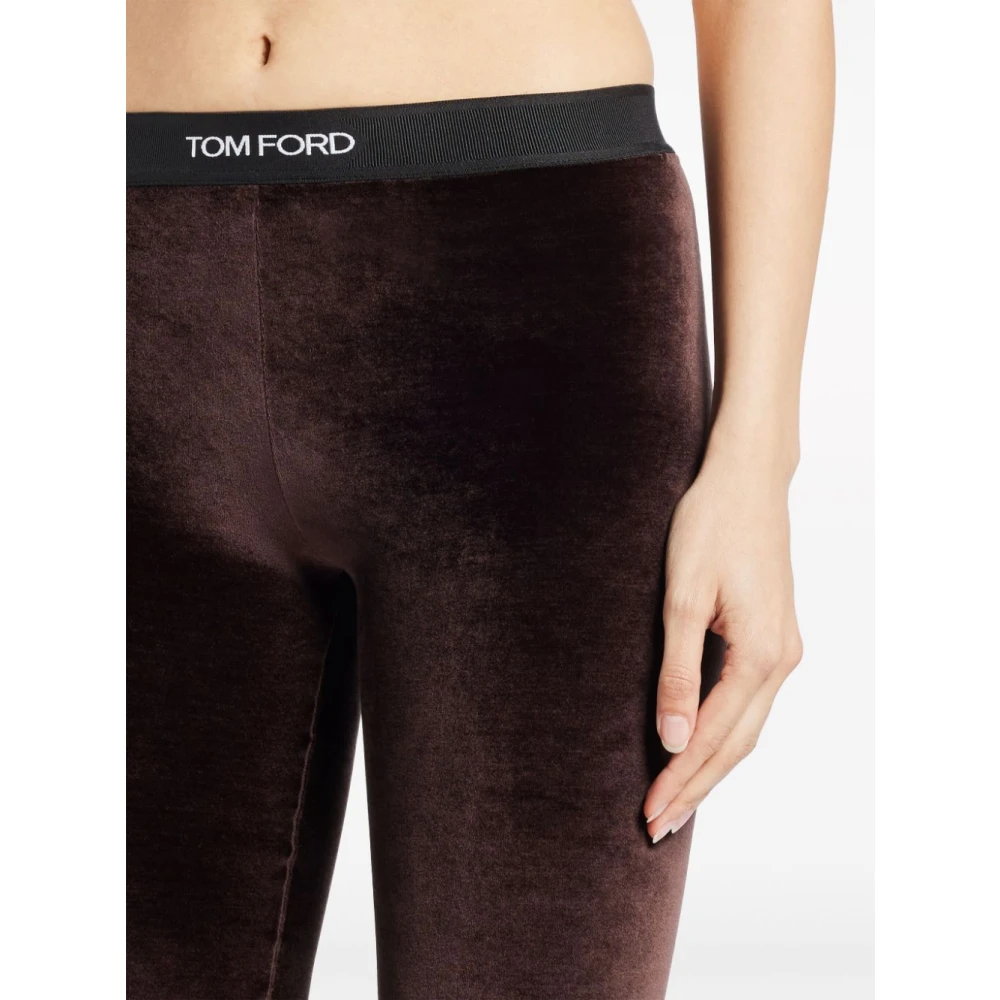 Tom Ford Bruine Fluweel Cropped Broek Brown Dames