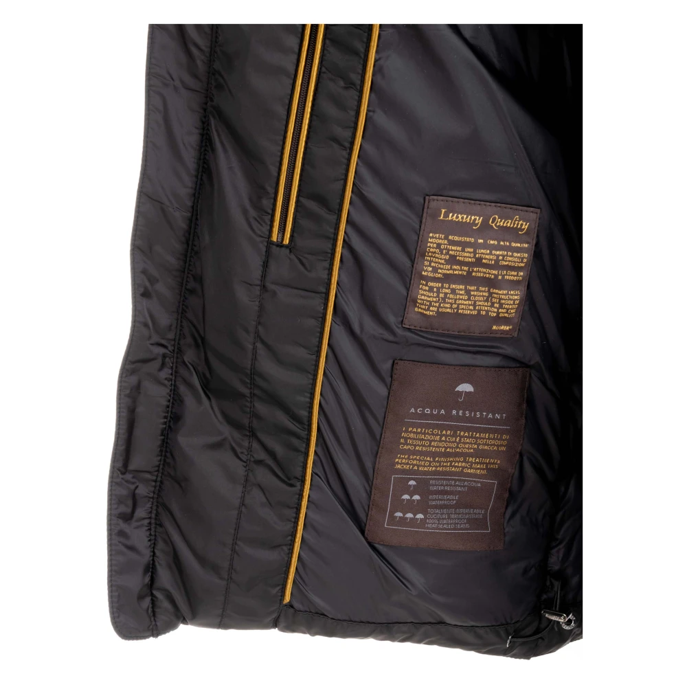 Moorer Zwarte Winterjas met Afneembare Kraag Black Heren