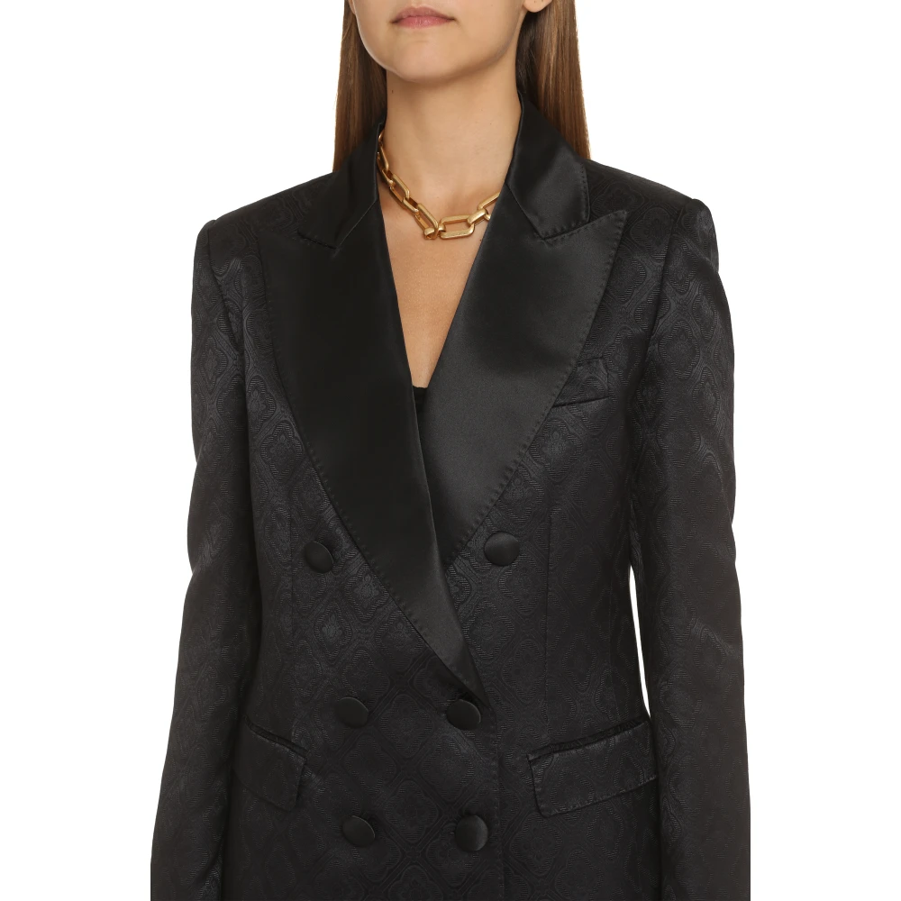 ETRO Jacquard Dubbelbreasted Jas Black Dames