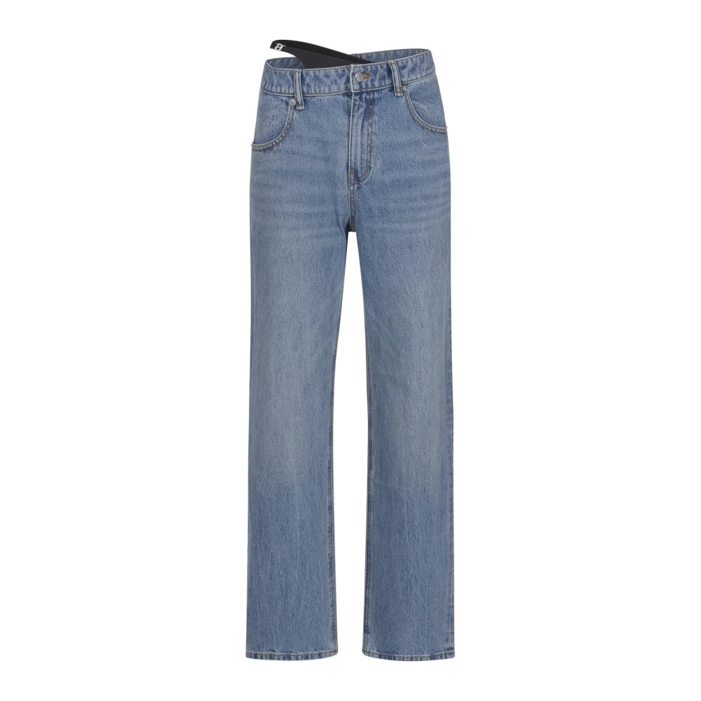 Alexander wang Rechte Jeans met Asymmetrische Tailleband Blue Dames