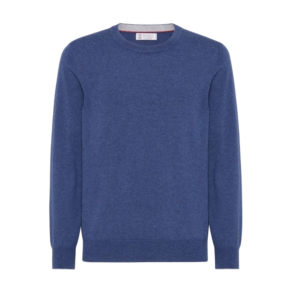 BRUNELLO CUCINELLI Blauwe Cashmere Crew Neck Sweater Blue Heren