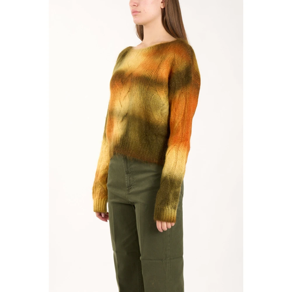 Dondup Mohair Cropped Trui met Vlechtdetail Multicolor Dames