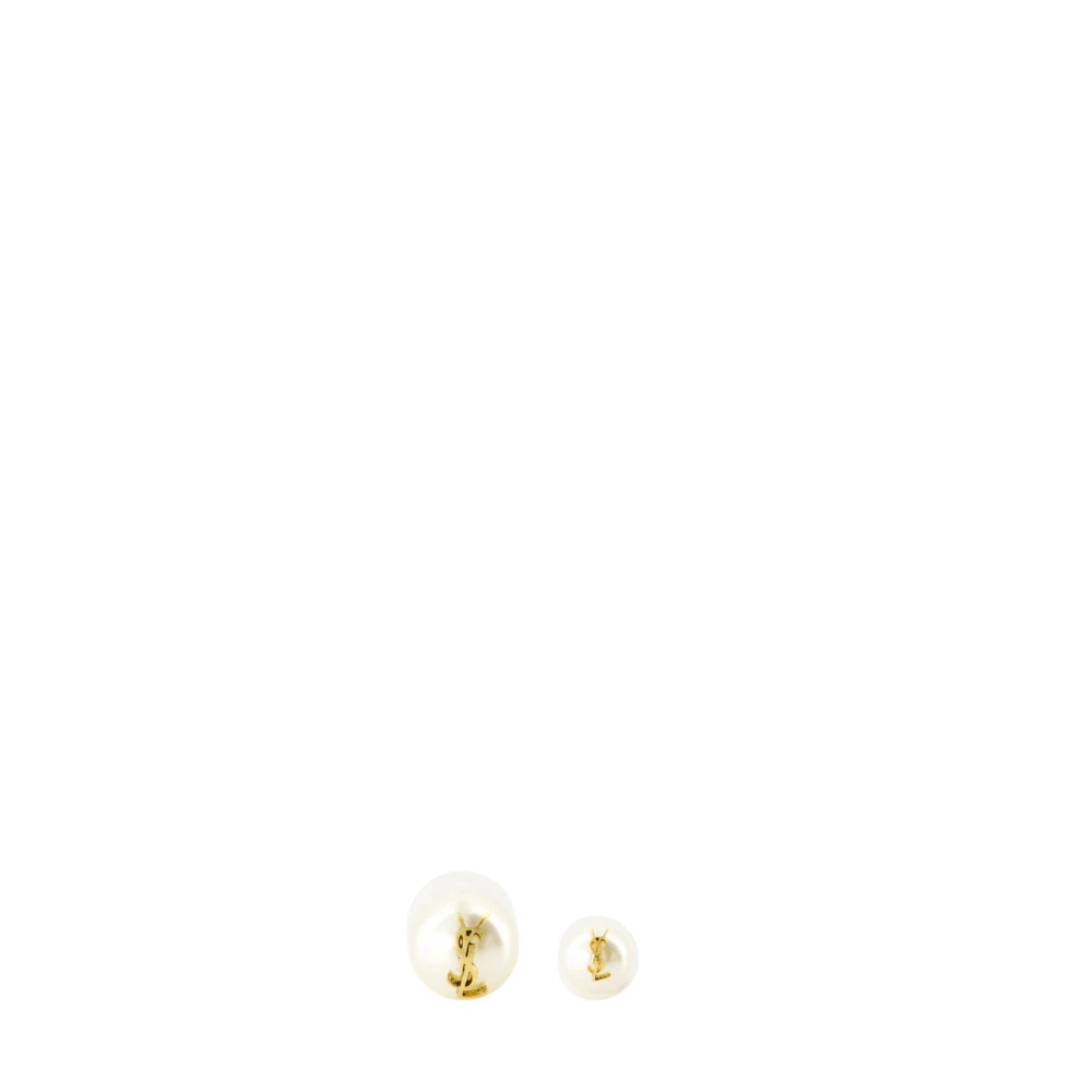 Saint Laurent Yellow Earrings, Female, One Size, Cassandre Pearl Earrings