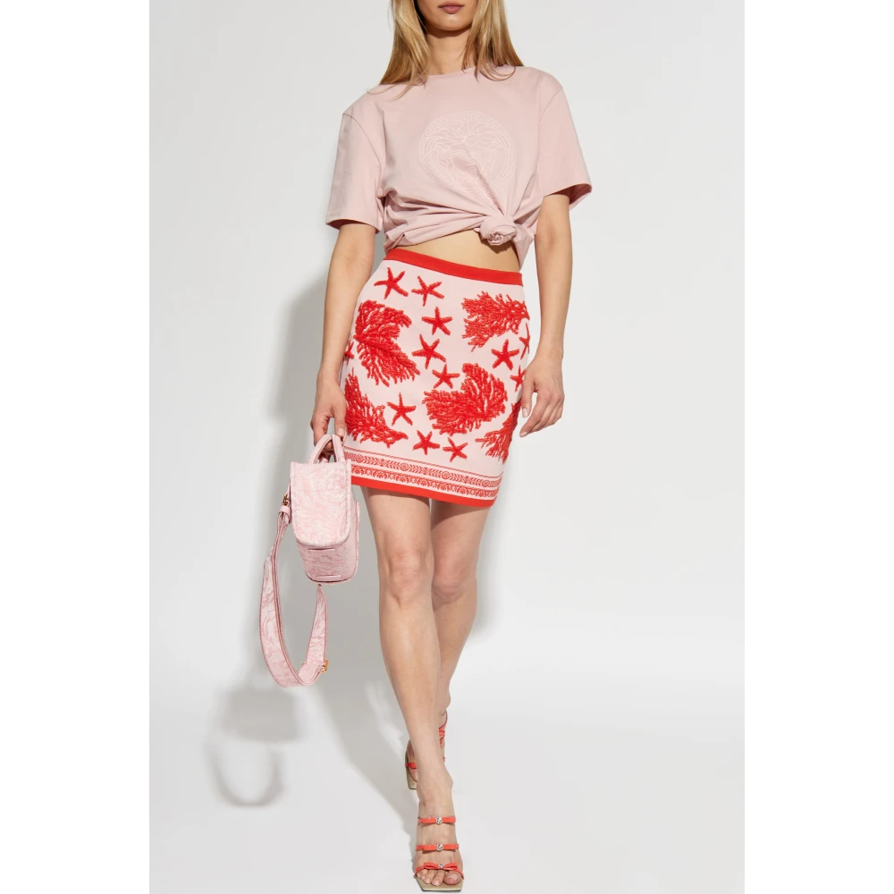 Versace Rok met 'Barocco Sea' motief Pink Dames
